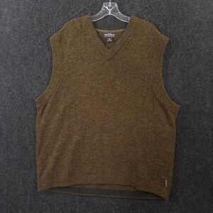 Woolrich Sweater Vest Men's XXL Brown Nutmeg Wool V Neck Knit Pullover Grandpa